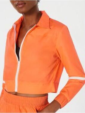 NWT- WAISTED Cropped Orange Zipper detailed zip up windbreaker Jacket